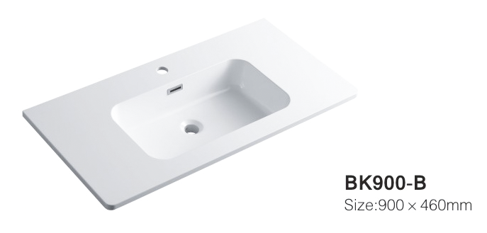 BK900-B RESIN BASIN BATHROOM SINK WHITE WITH OVERFLOW