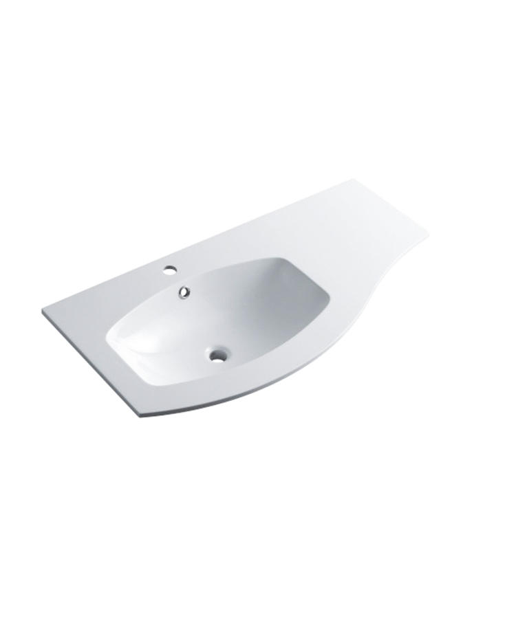 ST1000L-B CURVED RESIN WASHBASIN WHIT OVERFLOW HOLE LEFT BASIN